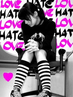 Download Sad girl in love hate - 3d abstract wallpaper- For Mobile Phone