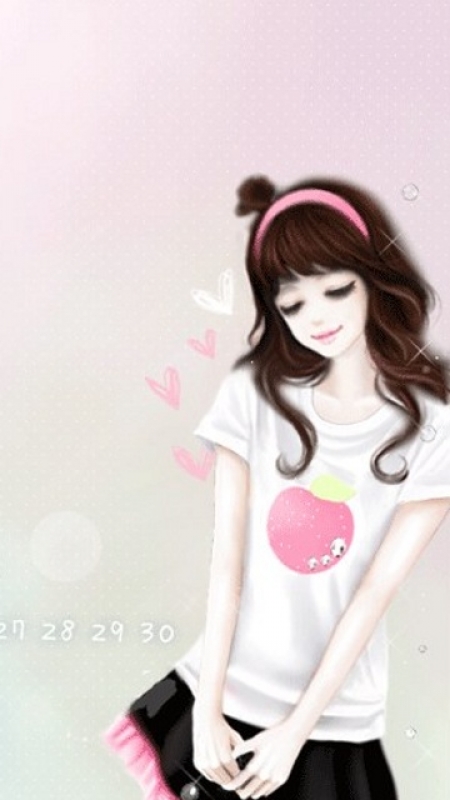 Download Lovely pink girl - Collection of cartoon pic for your mobile cell  phone
