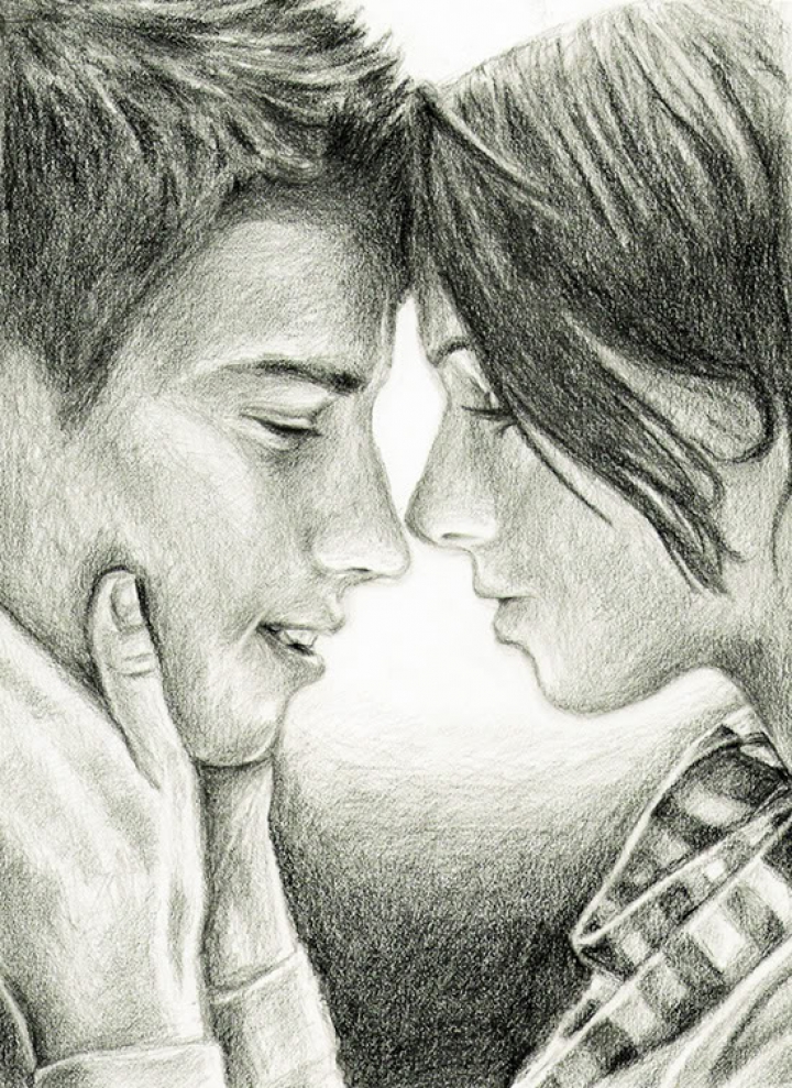 Download Sketch of love couple - Romantic wallpapers for your mobile cell  phone