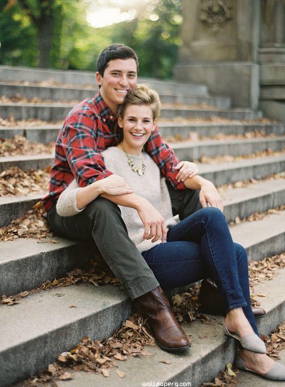 Couple sitting on stairs 