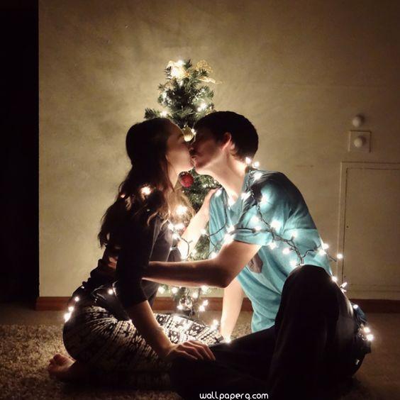 Love kiss with partner with lights image