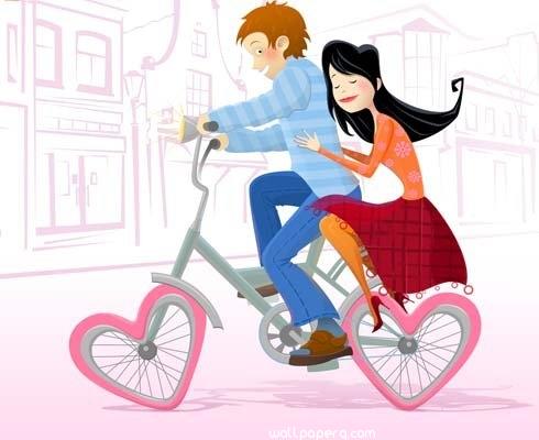 Adorable cute couple on cycle