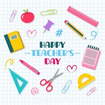 School stuff on a notebook sheet teacher s day