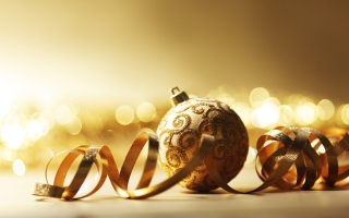 Golden christmas ornaments