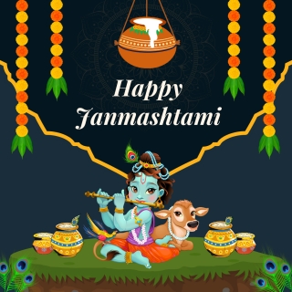 Colourful happy janmashtami whatsapp