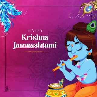 Colourful krishna janmashtami whatsapp