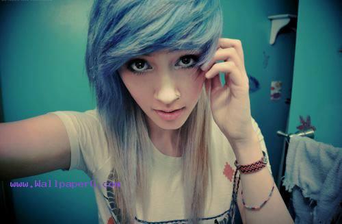 Stylish girl with blue hair