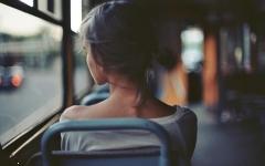 Girl thinking of him in bus dp