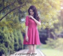 Beautiful girl in pink dress