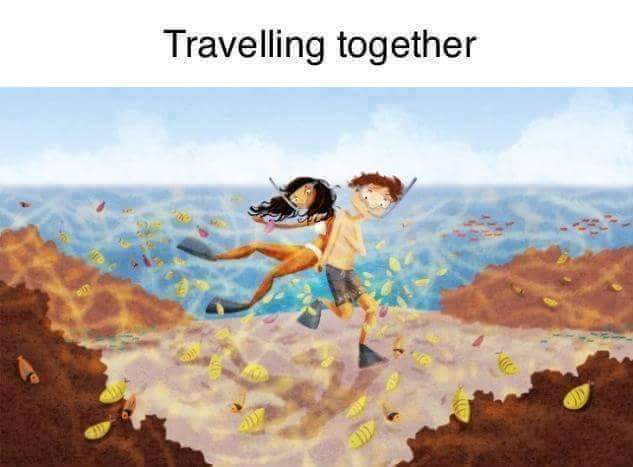 Love couple traveling together