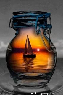 Sunset in glass