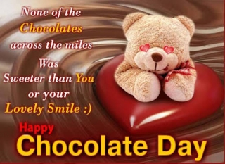 Teddy with chocolate day wish quote