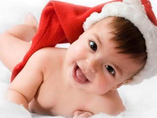 Cute baby smiling in xmas