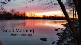 Beautiful sunrise in lake good morning wallpaper