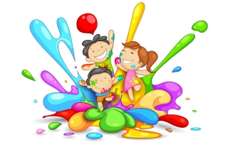 Cute childs playing holi image