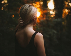 Girl looking at sunset