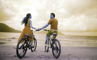 Girl boy with bicycles hd wallpapers