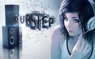 Dubstep girl wallpaper with cool headphone