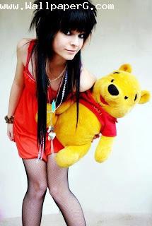 Stylish girl holding poo bear