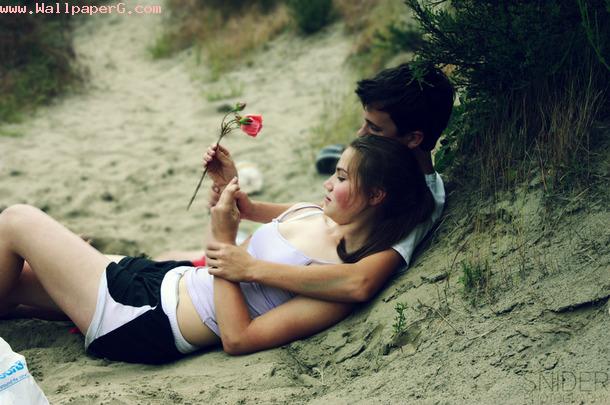 Alone cute romantic couple