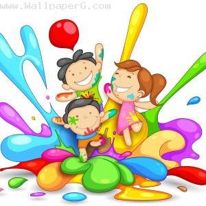 Kids playing holi