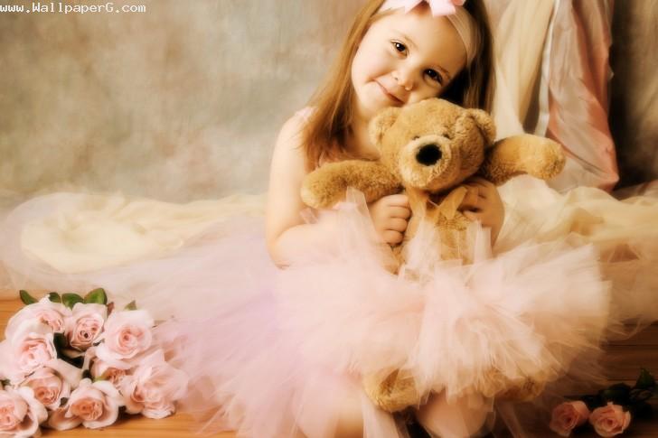 Cute girl with toy bear