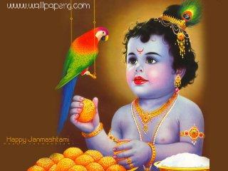 Krishna with parrot