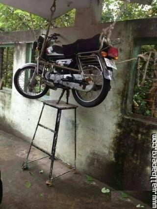 Motorcycle security jugaad like a boss