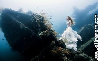 Wedding dress in sea wallpaper