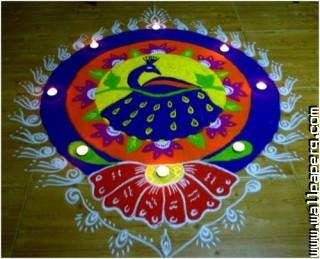 Peacock diwali rangoli designs