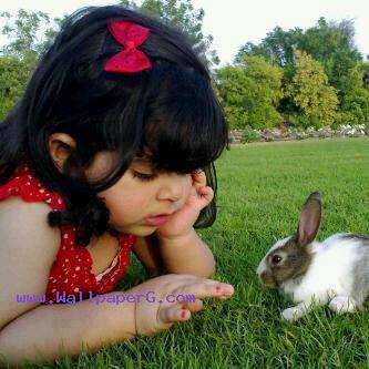 Baby with rabbit