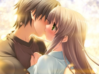 Anime boy and girl lip to lip kiss
