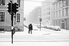 Kissing in snow