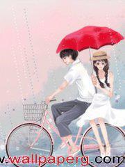 Romantic couple on cycle