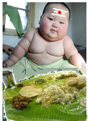 Cute fatty boy eating ita