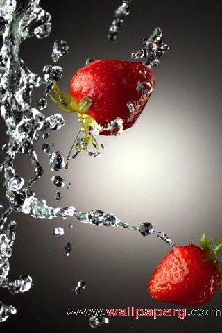 Download Strawberry water - 3d abstract wallpaper- For Mobile Phone