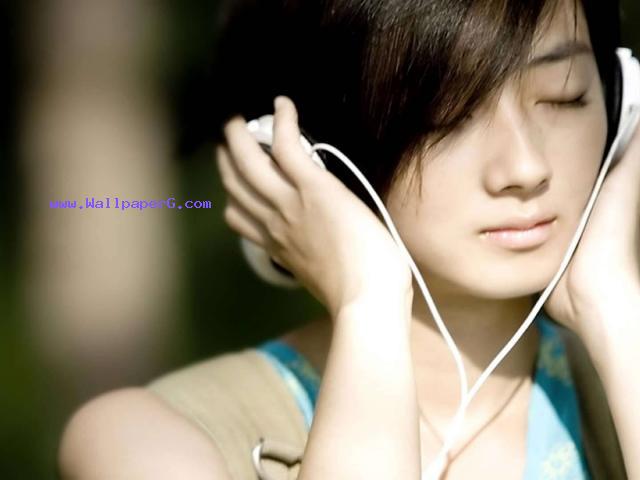 Headphones music girl asians