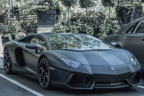 Matte black aventador