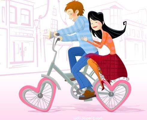 Download Adorable cute couple on cycle - Love and romance for your mobile  cell phone