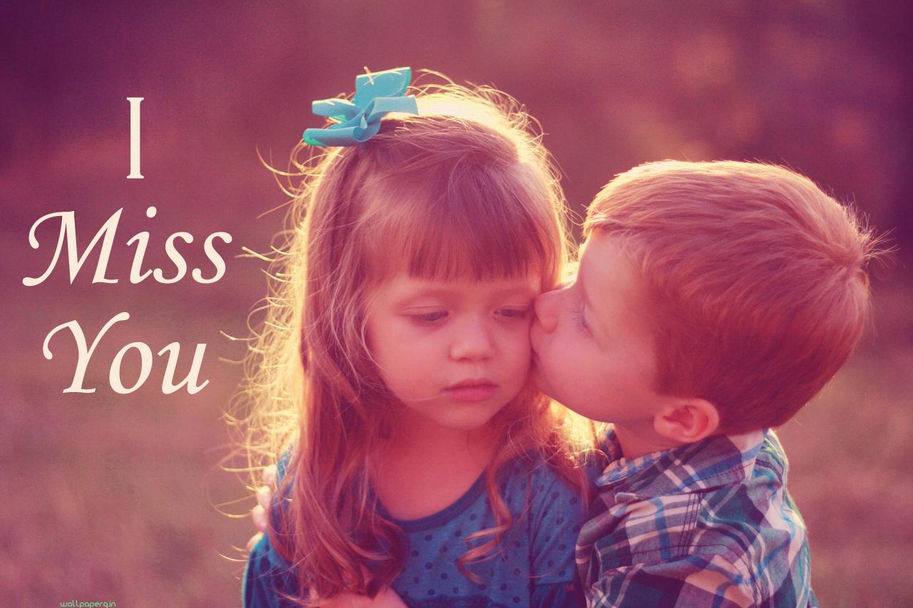 Download I miss you hd wallpapers images with small boy kissing girl - Miss  you hd wallpapers for your mobile cell phone