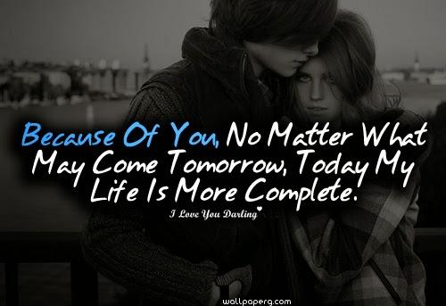 Download Life is more complete couple quote - Heart touching love quote for  your mobile cell phone