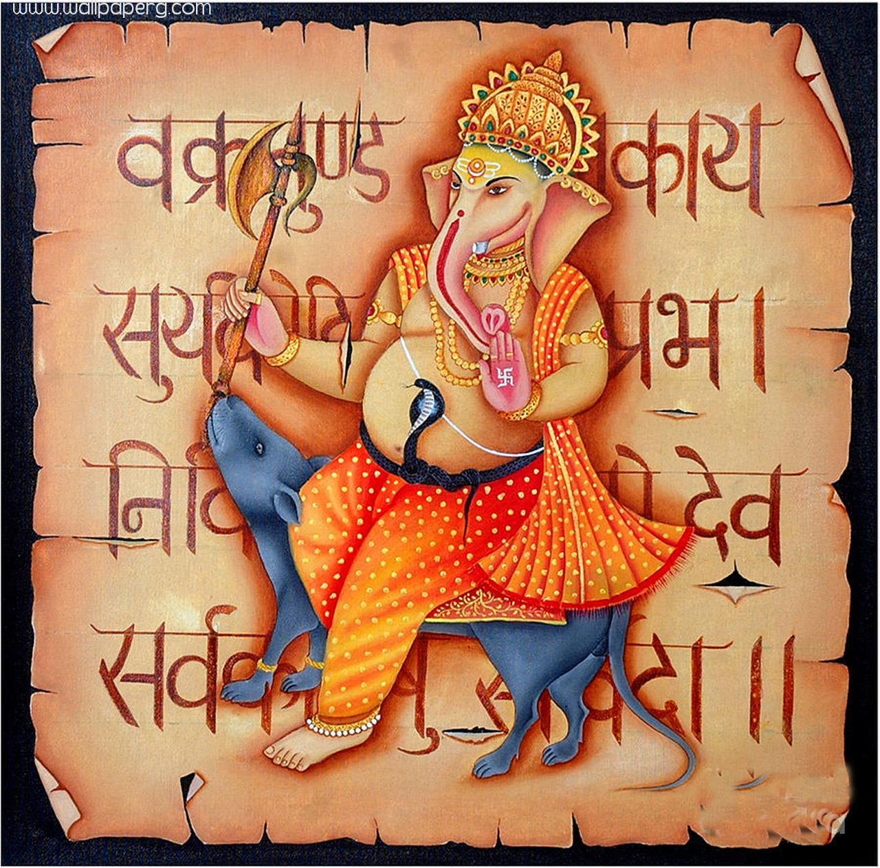 Download Beautiful painting of lord ganesha ji - Ganesh chaturthi images-  For Mobile Phone